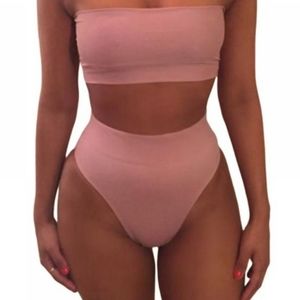 Soft pink bandeau bikini